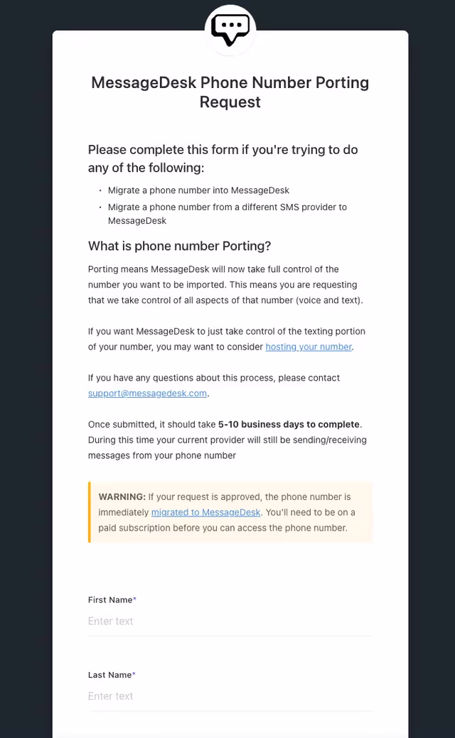 Number hosting request