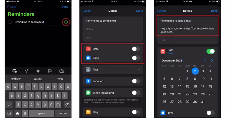 type and compose your text message as a reminder