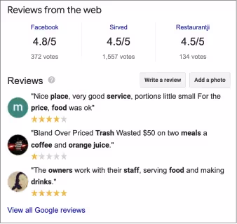 reviews from the web