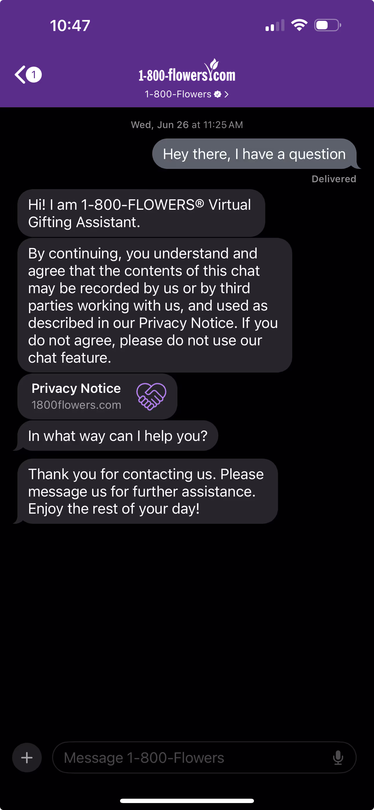 customer service sms